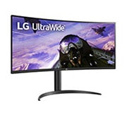LG 34'' 21:9 izliekts UltraWide™ QHD (3440 x 1440) monitors, sānu skats +15 grādu leņķī, 34WP65CP-B, thumbnail 3