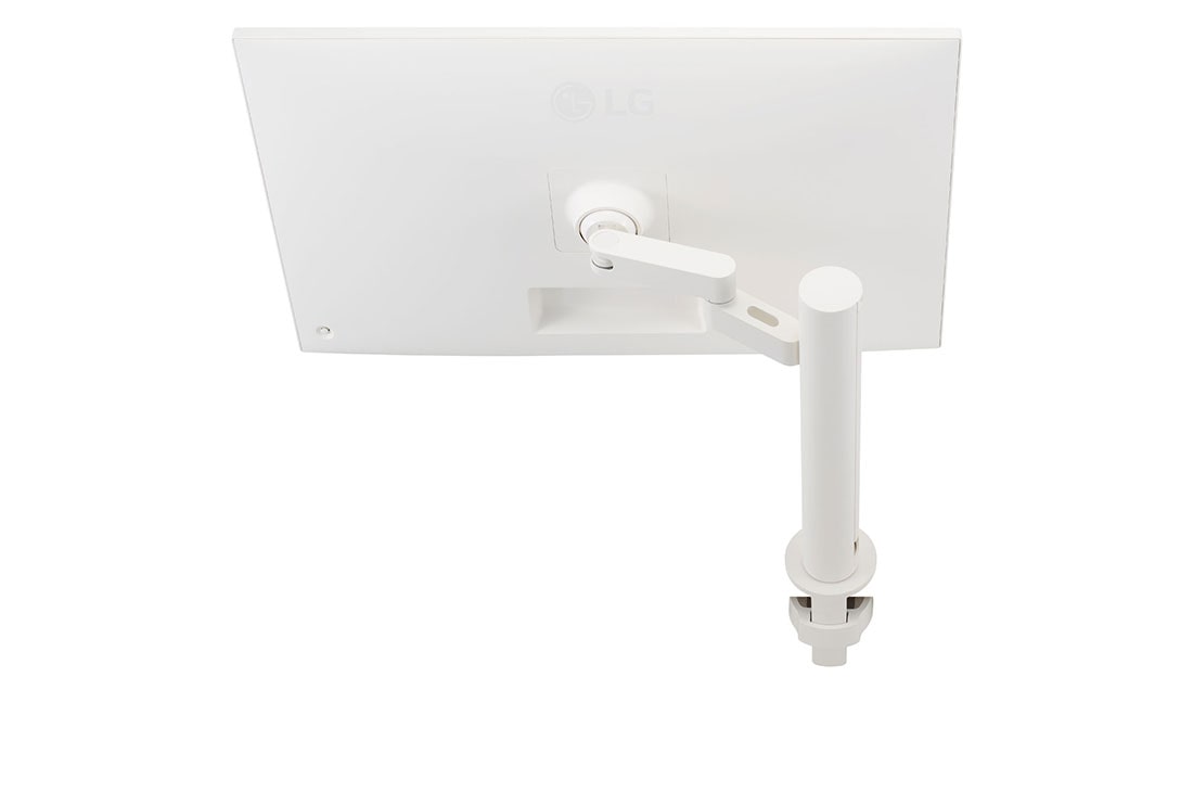 LG 32 collu 4K UHD Viedais monitors ar webOS un Ergo statīvu, Skats no aizmugures uz monitoru, kura kronšteins izstiepts uz labo pusi, 32SQ780S-W, thumbnail 13