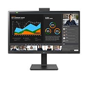 LG 27” QHD (2560x1440) IPS monitors ar iebūvētu tīmekļa kameru un mikrofonu, skats no priekšpuses ar izvelkamu Full HD tīmekļa kameru, 27BQ75QC-B, thumbnail 1