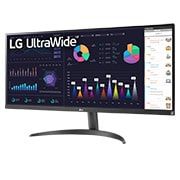 LG 34” 21:9 UltraWide™ Full HD IPS monitors ar AMD FreeSync™, sānu skats -15 grādu leņķī, 34WQ500-B, thumbnail 2