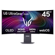 LG UltraGear™ 45 collu OLED 240Hz WQHD izliektais viedais monitors spēlēm | webOS, 0.03ms (GtG), 240Hz, DisplayHDR True Black 400, skats no priekšpuses, 45GX90SA-B, thumbnail 1