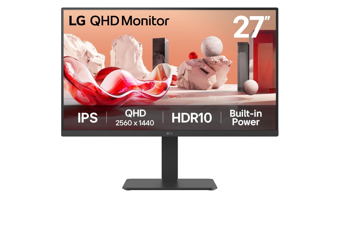 LG 27” QHD IPS monitors, skats no priekšpuses, 27BA54QB-B