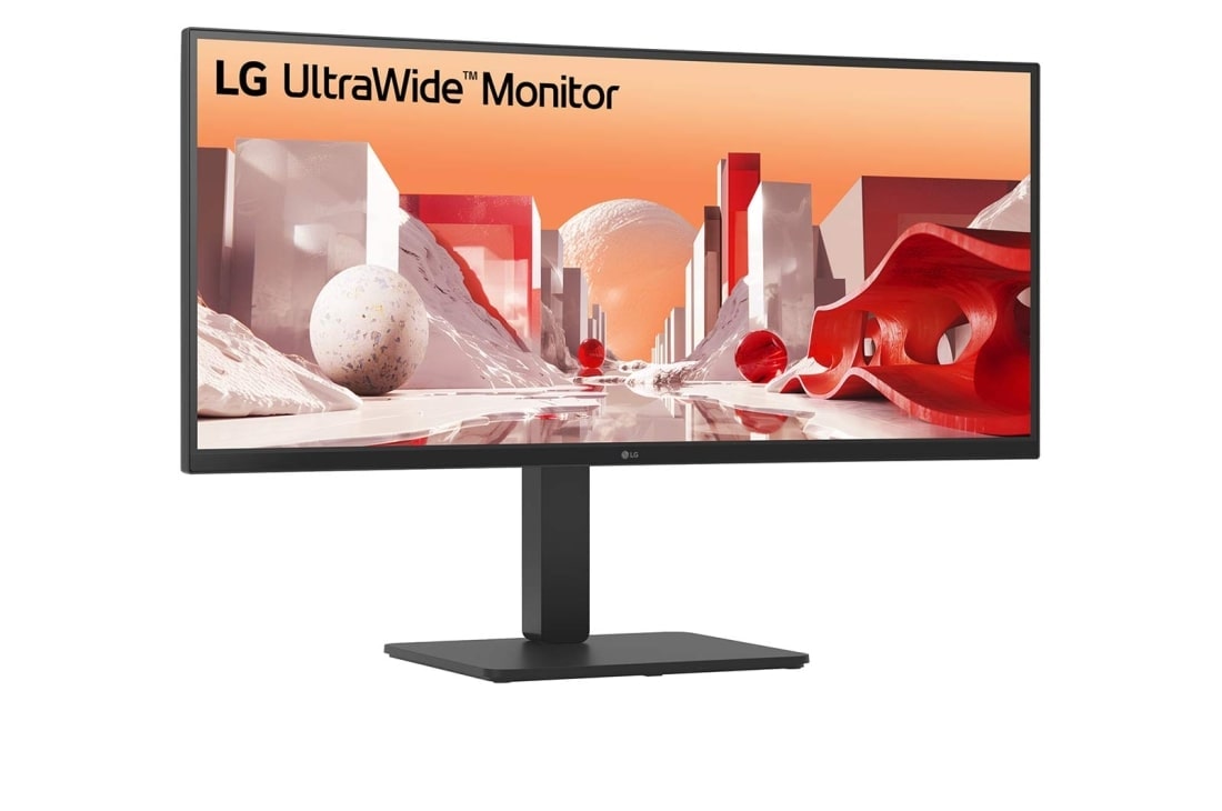 LG 34&nbsp;collu UltraWide QHD izliekts IPS monitors ar USB Type-C™, vue de côté de +15&nbsp;degrés, 34BA75QE-B, thumbnail 2