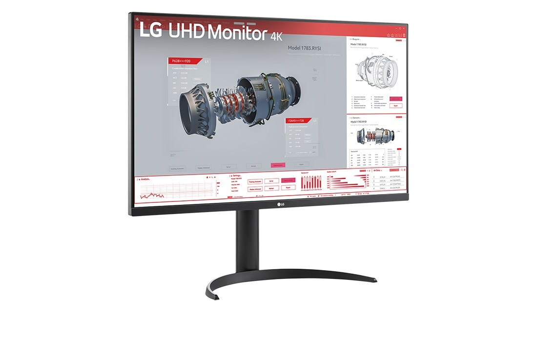 LG 31,5&nbsp;collu UHD 4K HDR monitors ar USB Type-C™, vue de côté de +15&nbsp;degrés, 32BR55UK-B, thumbnail 2