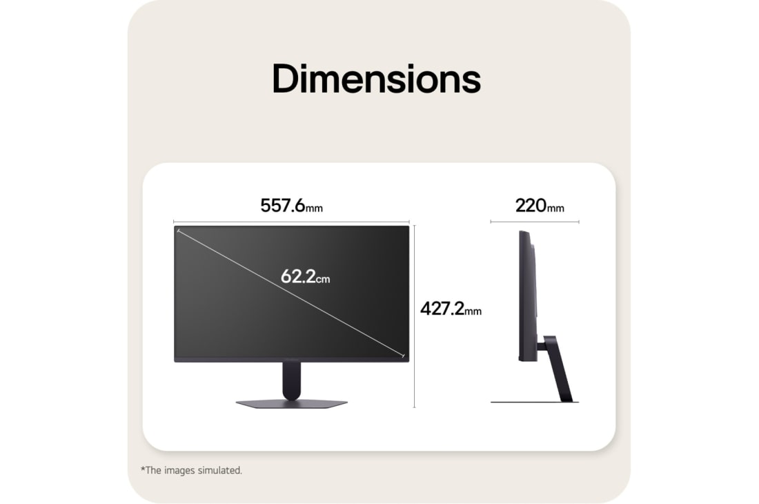 LG 25'' UltraGear™ G5, 200Hz FHD spēļu monitors, Skats no priekšpuses un sāniem ar spēļu monitoru, parādot tā izmērus un profilu., 25G523B-B, thumbnail 13