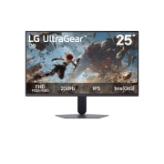LG 25'' UltraGear™ G5, 200Hz FHD spēļu monitors, 'LG UltraGear G5 25&nbsp;collu spēļu monitora skats no priekšpuses ar IPS displeju un FHD (1920×1080) izšķirtspēju, 200Hz atsvaidzes intensitāti un 1ms (GtG) reakcijas laiku, kas paredzēts ātrai veiktspēja, 25G523B-B, thumbnail 2