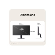 LG 25'' UltraGear™ G5, 200Hz FHD spēļu monitors, Skats no priekšpuses un sāniem ar spēļu monitoru, parādot tā izmērus un profilu., 25G523B-B, thumbnail 13