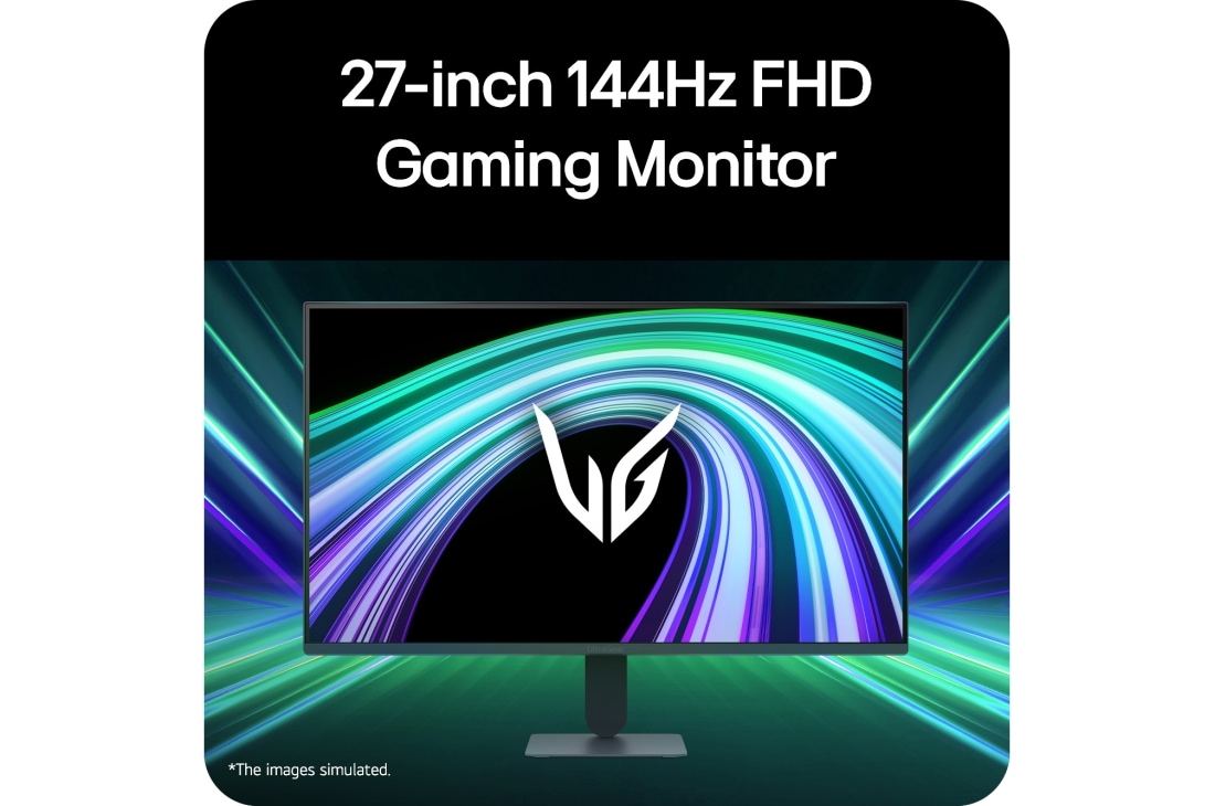 LG 27&nbsp;collu UltraGear™ G4, FHD, 144Hz spēļu monitors, 'Skats no spēļu monitora priekšpuses, parādot futūristisku neona stila vidi., 27G411B-B, thumbnail 5
