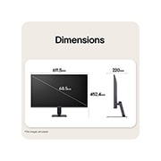 LG 27&nbsp;collu UltraGear™ G4, FHD, 144Hz spēļu monitors, Skats no priekšpuses un sāniem ar spēļu monitoru, parādot tā izmērus un profilu., 27G411B-B, thumbnail 13