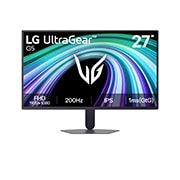 LG 27&nbsp;collu UltraGear™ G5, 200Hz FHD spēļu monitors, Šajā attēlā redzams LG UltraGear G5 27&nbsp;collu spēļu monitora skats no priekšpuses ar IPS displeju un FHD (1920×1080) izšķirtspēju, 200Hz atsvaidzes intensitāti un 1ms (GtG) reakcijas laiku, uzsverot āt, 27G523B-B, thumbnail 1