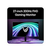 LG 27&nbsp;collu UltraGear™ G5, 200Hz FHD spēļu monitors, 'Skats no spēļu monitora priekšpuses, parādot futūristisku neona stila vidi., 27G523B-B, thumbnail 4