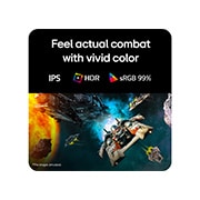LG 27&nbsp;collu UltraGear™ G5, 200Hz FHD spēļu monitors, Futūristisks kaujas kadrs spēļu monitorā, izceļot dzīvīgās krāsas ar 99% sRGB krāsu gammu, IPS un HDR sertifikāciju., 27G523B-B, thumbnail 5