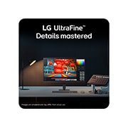 LG 27&nbsp;collu UltraFine™ U7, UHD 4K IPS monitors, LG UltraFine monitors uz galda, izceļot detalizētu vizuālo noformējumu un integrāciju darba vidē, 27U710B-B, thumbnail 4