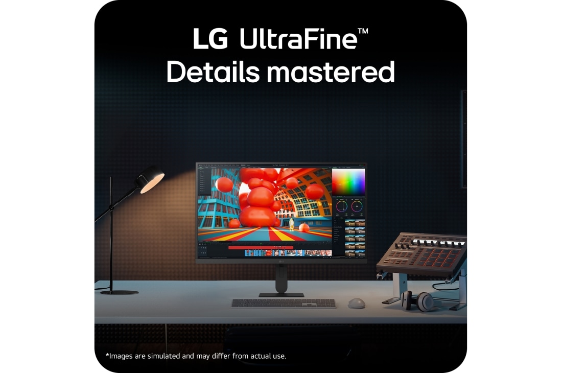 LG 27&nbsp;collu UltraFine™ U7, UHD 4K IPS monitors, LG UltraFine monitors uz galda, izceļot detalizētu vizuālo noformējumu un darbavietas integrāciju, 27U730B-B, thumbnail 4