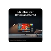 LG 27&nbsp;collu UltraFine™ U7, UHD 4K IPS monitors, LG UltraFine monitors uz galda, izceļot detalizētu vizuālo noformējumu un darbavietas integrāciju, 27U730B-B, thumbnail 4