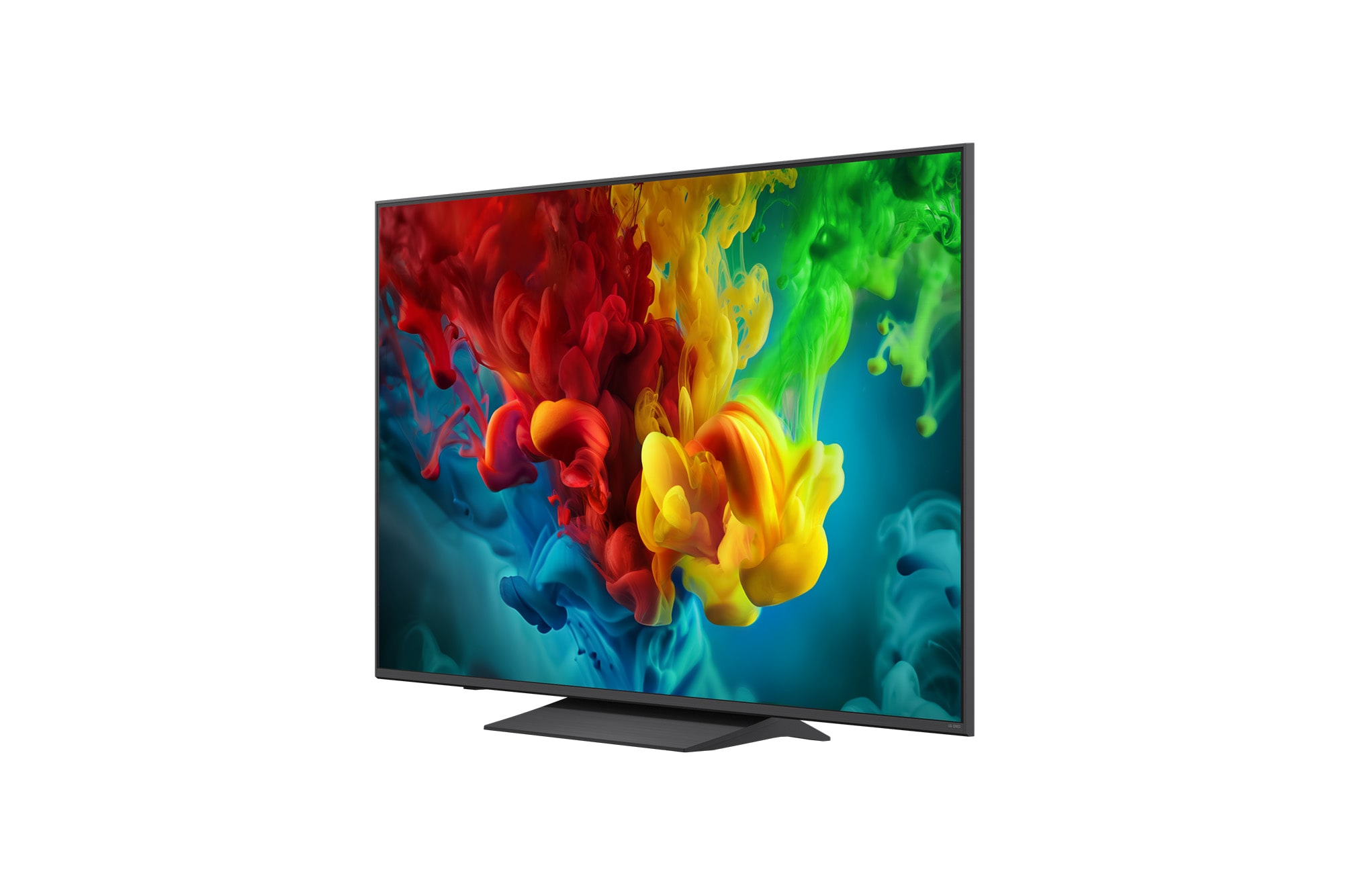LG 65&nbsp;collu LG QNED evo AI Mini-LED 4K viedtelevizors 2026, LG QNED evo AI QNED82 Mini LED ar AI Picture Pro un Dynamic Tone Mapping Pro rāda zema leņķa āra dzīvesveida ainu ar diviem cilvēkiem starp dzīvīgiem ziediem, kamēr mākslīgais intelekts atpazīst un uz, 65QNED83B3A, thumbnail 6