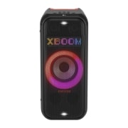 LG XBOOM XL7S, Skats no priekšpuses ar pilnībā ieslēgtu apgaismojumu. Dinamiskā pikseļu apgaismojuma panelī redzams teksts; XBOOM., XL7S, thumbnail 1