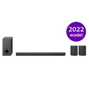 LG Soundbar S95QR, Skats no priekšpuses ar zemo frekvenču pastiprinātāju un aizmugures skaļruņiem, S95QR, thumbnail 1
