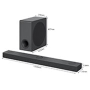 LG Soundbar S80QY , Skats pa diagonāli uz skaņas joslu un zemo frekvenču pastiprinātāju ar izmēru , S80QY, thumbnail 3