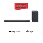LG 400W, 3.1.3 kanālu SC9S LG Soundbar skaņas sistēma ar Dolby Atmos, perfekti sader ar LG OLED evo AI C sērijas TV, Skats uz Sound Bar un zemfrekvences reproduktoru no priekšpuses, SC9S, thumbnail 1