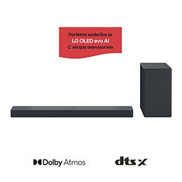 Skats uz Sound Bar un zemfrekvences reproduktoru no priekšpuses