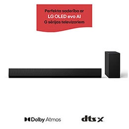 LG Soundbar SG10TY un pastiprinātājs no priekšpuses