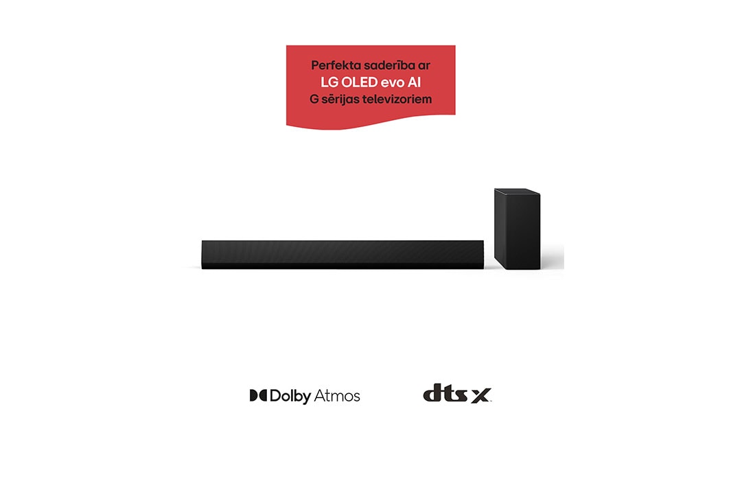 LG 420W, 3.1 kanālu SG10TY LG Soundbar skaņas sistēma ar Dolby Atmos, perfekti sader ar LG OLED evo AI G sērijas TV, LG Soundbar SG10TY un pastiprinātājs no priekšpuses, SG10TY