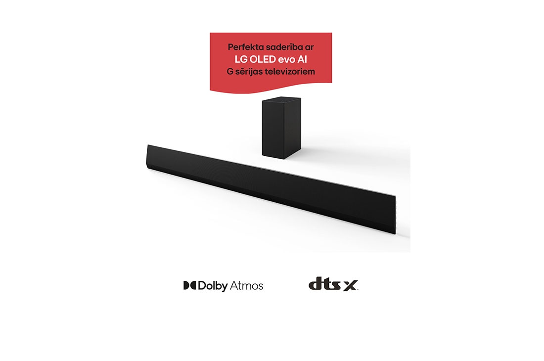 LG 420W, 3.1 kanālu SG10TY LG Soundbar skaņas sistēma ar Dolby Atmos, perfekti sader ar LG OLED evo AI G sērijas TV, LG Soundbar SG10TY un pastiprinātājs no leņķa skata, SG10TY, thumbnail 2