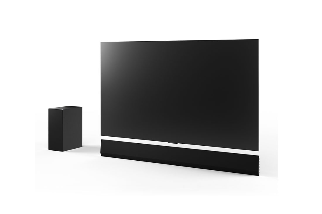 LG 420W, 3.1 kanālu SG10TY LG Soundbar skaņas sistēma ar Dolby Atmos, perfekti sader ar LG OLED evo AI G sērijas TV, 77 collu LG OLED G4, LG Soundbar SG10TY un pastiprinātājs no priekšpuses, SG10TY, thumbnail 11