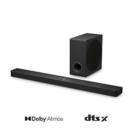 LG Soundbar S90TY un pastiprinātājs leņķa skatā