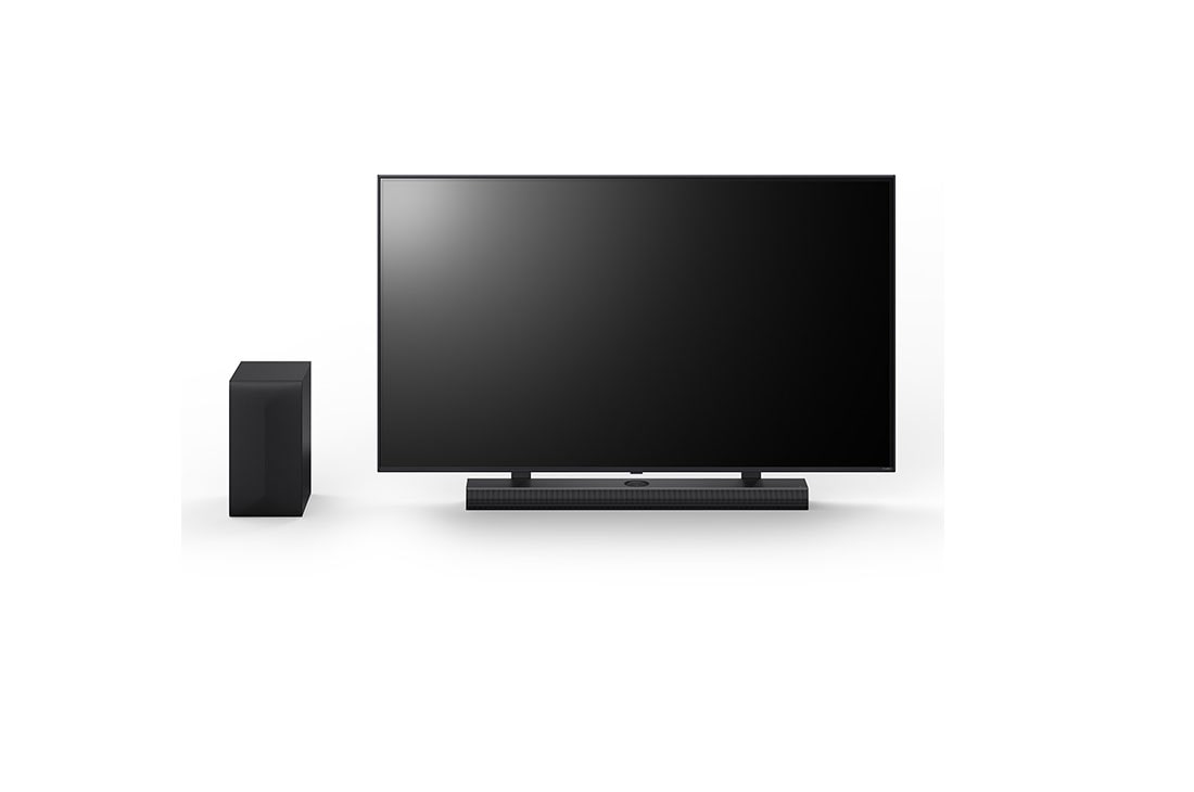 LG 400W, 3.1.1 kanālu S70TY LG Soundbar skaņas sistēma ar Dolby Atmos, perfekti sader ar LG QNED AI TV, 65 collu LG QNED, LG Soundbar S70TY un pastiprinātāja skats no priekšas, S70TY, thumbnail 10