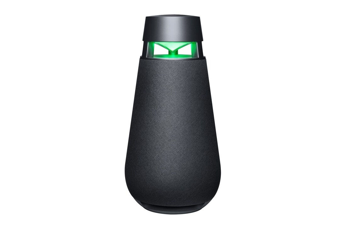 LG XBOOM360 XO3, Slīpi no priekšpuses ar ieslēgtu zaļu apgaismojumu, XO3QBK, thumbnail 14