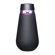 LG XBOOM360 XO3, Slīpi no priekšpuses ar ieslēgtu violetu apgaismojumu, XO3QBK, thumbnail 12