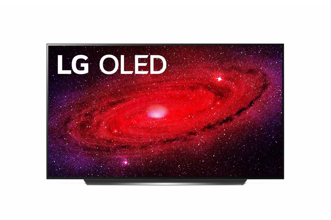 LG 77 collu OLED 4K televizors ar G-Sync™ un Dolby Atmos skaņu, skats no priekšpuses ar aizpildošo attēlu, OLED77CX3LA