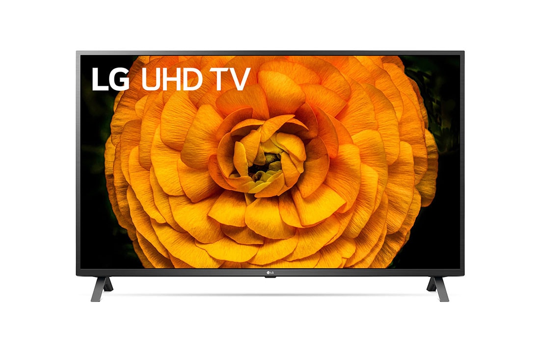 LG 65 collu UHD 4K televizors, skats no priekšpuses ar aizpildošo attēlu, 65UN85003LA