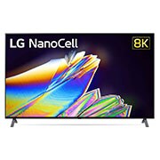 LG 55 collu NanoCell 8K televizors ar α9 procesoru un HGIG režīmu spēlēm, skats no priekšpuses ar aizpildošo attēlu, 55NANO953NA