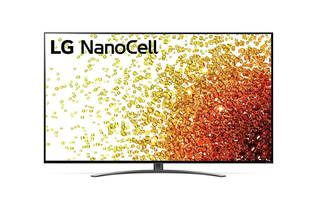 LG 65 collu NanoCell 4K televizors ar α7 procesoru un HGIG režīmu spēlēm, Skats no priekšpuses uz LG NanoCell televizoru, 65NANO923PB