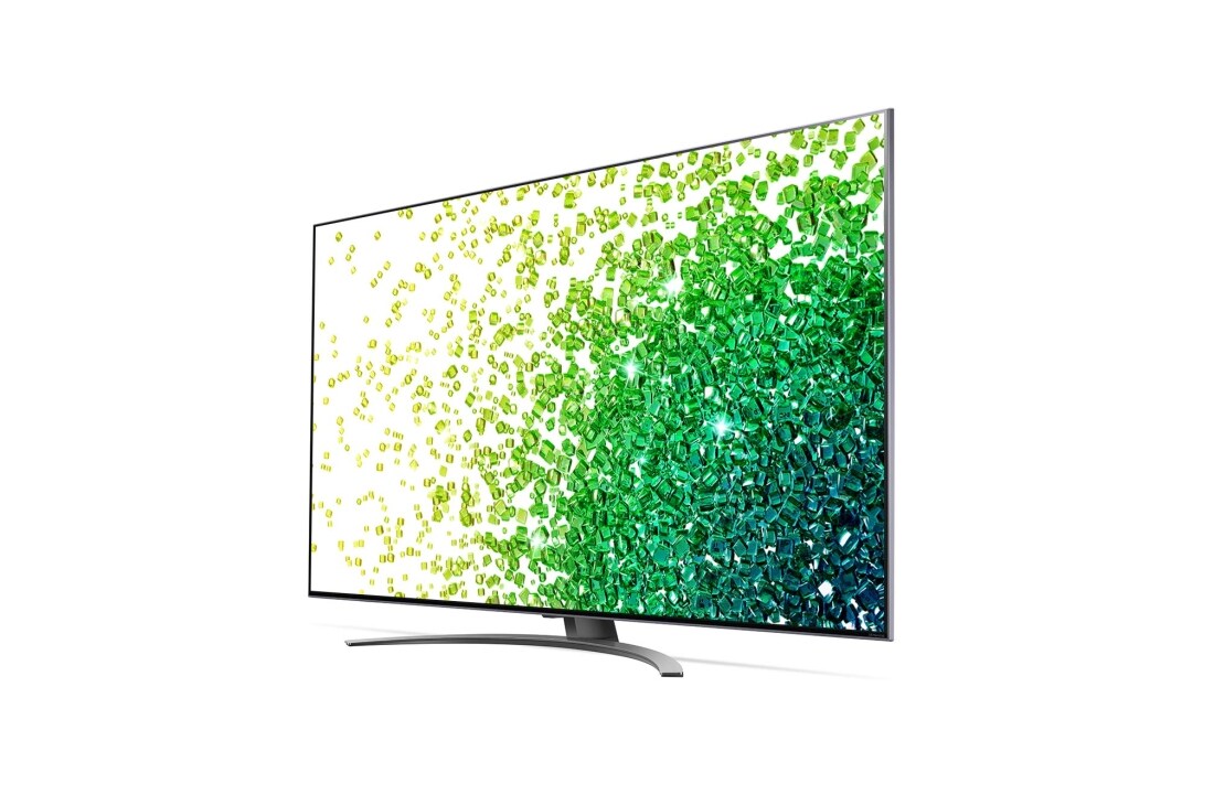 LG 75 collu NanoCell 4K televizors ar α7 procesoru un HGIG režīmu spēlēm, Sānu skats 30 grādu leņķī ar aizpildošo attēlu, 75NANO863PA, thumbnail 3