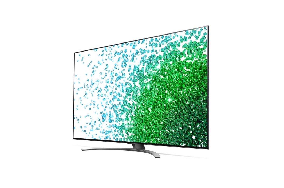 LG 75 collu NanoCell 4K televizors ar α7 procesoru un HGIG režīmu spēlēm, Sānu skats 30 grādu leņķī ar aizpildošo attēlu, 75NANO813PA, thumbnail 3