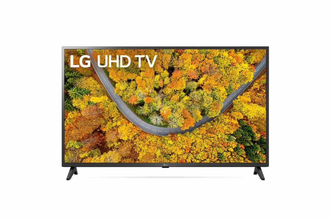 LG 43 collu UHD 4K televizors 43UP7500, Skats no priekšpuses uz LG UHD televizoru, 43UP75003LF