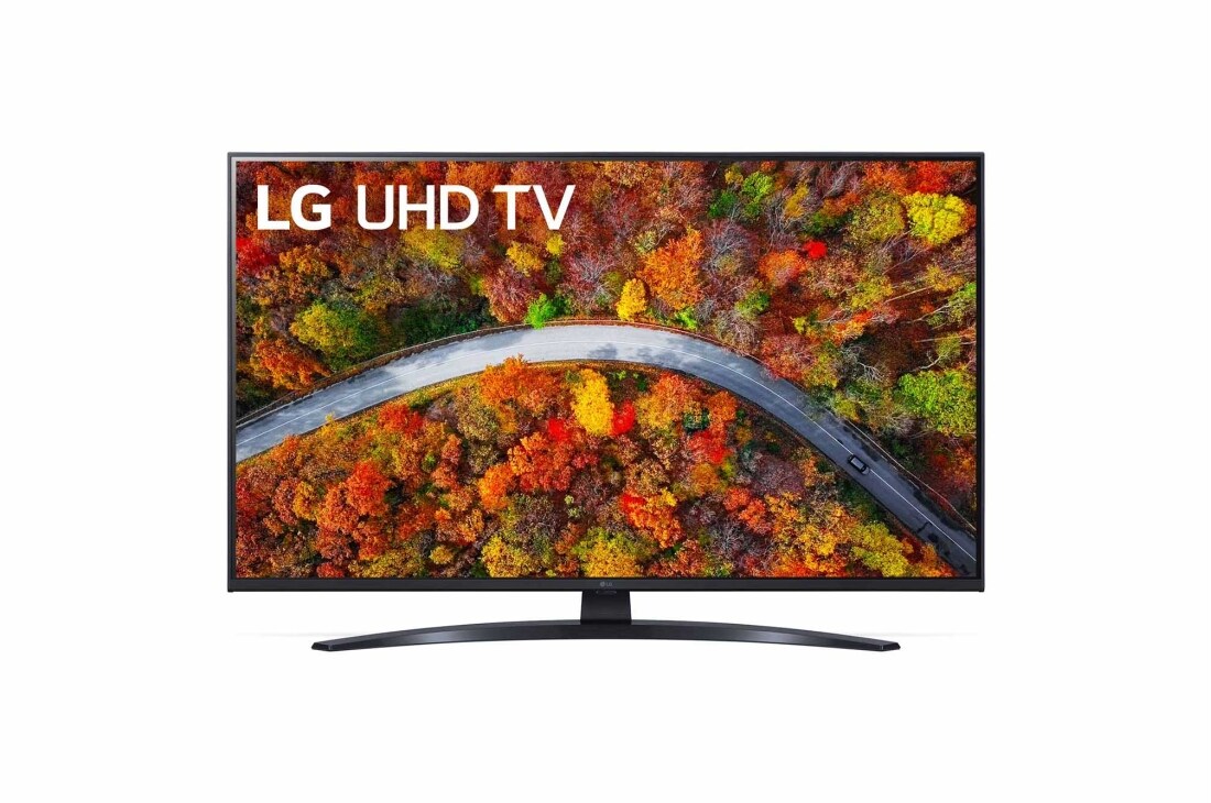 LG 43 collu UHD 4K televizors 43UP8100, Skats no priekšpuses uz LG UHD televizoru, 43UP81003LR