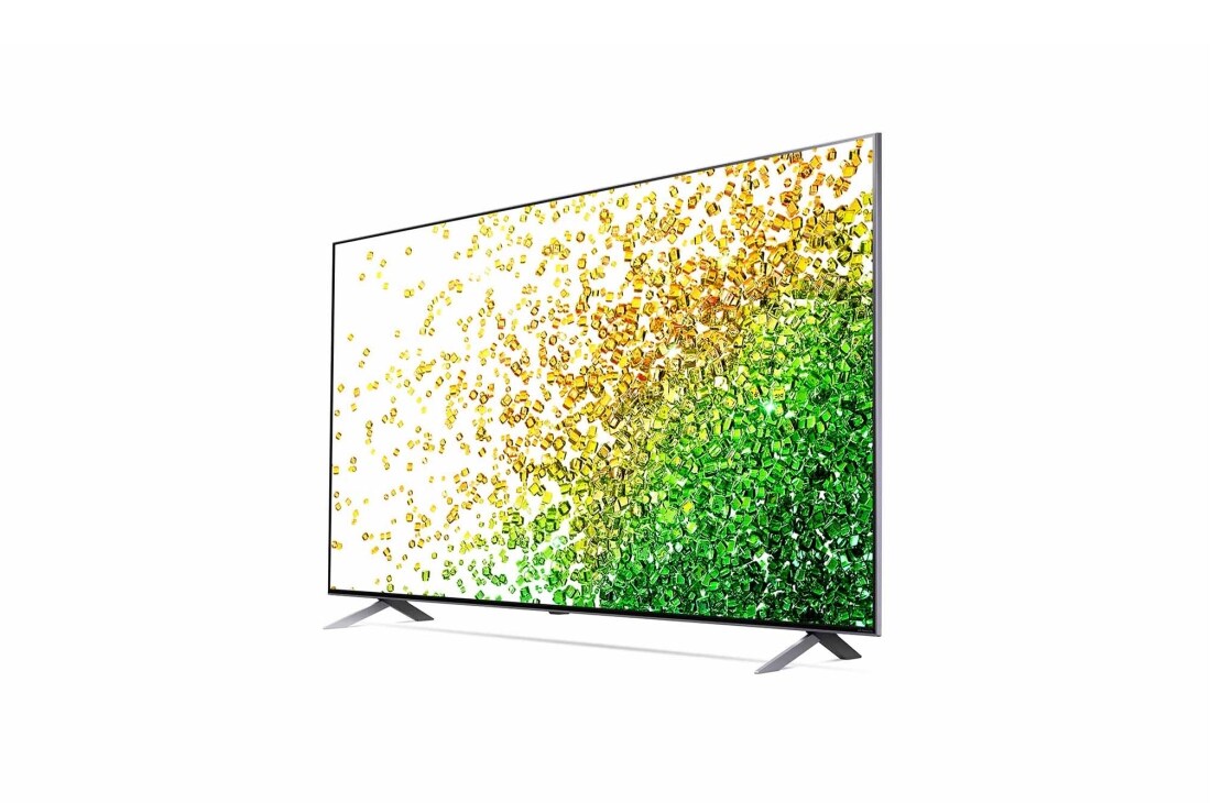 LG 75 collu NanoCell 4K televizors ar α7 procesoru un HGIG režīmu spēlēm, Sānu skats 30 grādu leņķī ar aizpildošo attēlu, 75NANO853PA, thumbnail 3