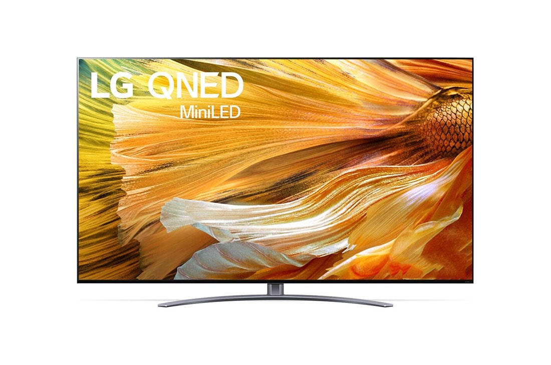 LG 86 collu QNED 4K televizors, Skats no priekšpuses uz LG QNED televizoru, 86QNED913PA