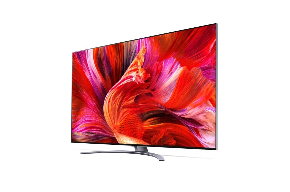 LG 65 collu QNED 8K televizors, Sānu skats 30 grādu leņķī ar aizpildošo attēlu, 65QNED963PA, thumbnail 3