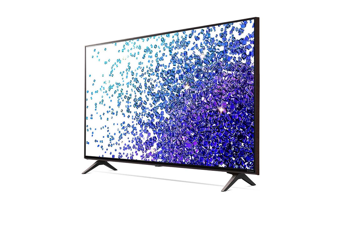 LG 43 collu NanoCell 4K televizors, Sānu skats 30 grādu leņķī ar aizpildošo attēlu, 43NANO793PB, thumbnail 3