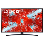 LG 43 collu UHD 4K televizors 43UQ9100, Skats no priekšpuses uz LG UHD televizoru ar aizpildošo attēlu un produkta logotipu, 43UQ91003LA, thumbnail 1