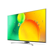 LG 65 collu NanoCell 4K televizors ar α5 procesoru un Dolby Atmos, Sānu skats 30 grādu leņķī ar aizpildošo attēlu, 65NANO783QA, thumbnail 3