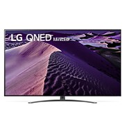 LG 65 collu QNED UHD televizors 65QNED86, Skats no priekšpuses uz LG QNED TV ar aizpildošo attēlu un produkta logotipu, 65QNED863QA, thumbnail 1