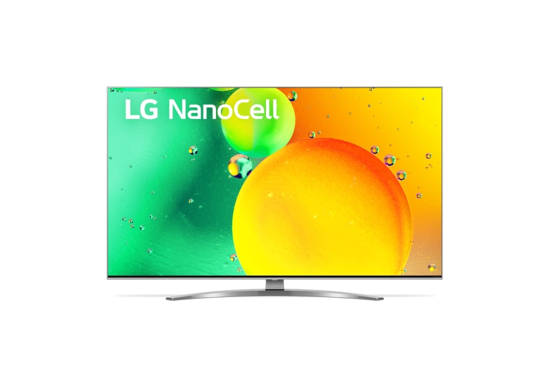 LG 50 collu NanoCell 4K televizors ar α7 procesoru un Dolby Atmos, Skats no priekšpuses uz LG NanoCell televizoru, 50NANO783QA