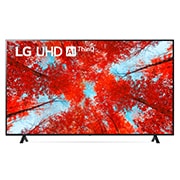 LG 75 collu UHD 4K televizors 75UQ9000, Skats no priekšpuses uz LG UHD televizoru ar aizpildošo attēlu un produkta logotipu , 75UQ90003LA, thumbnail 1